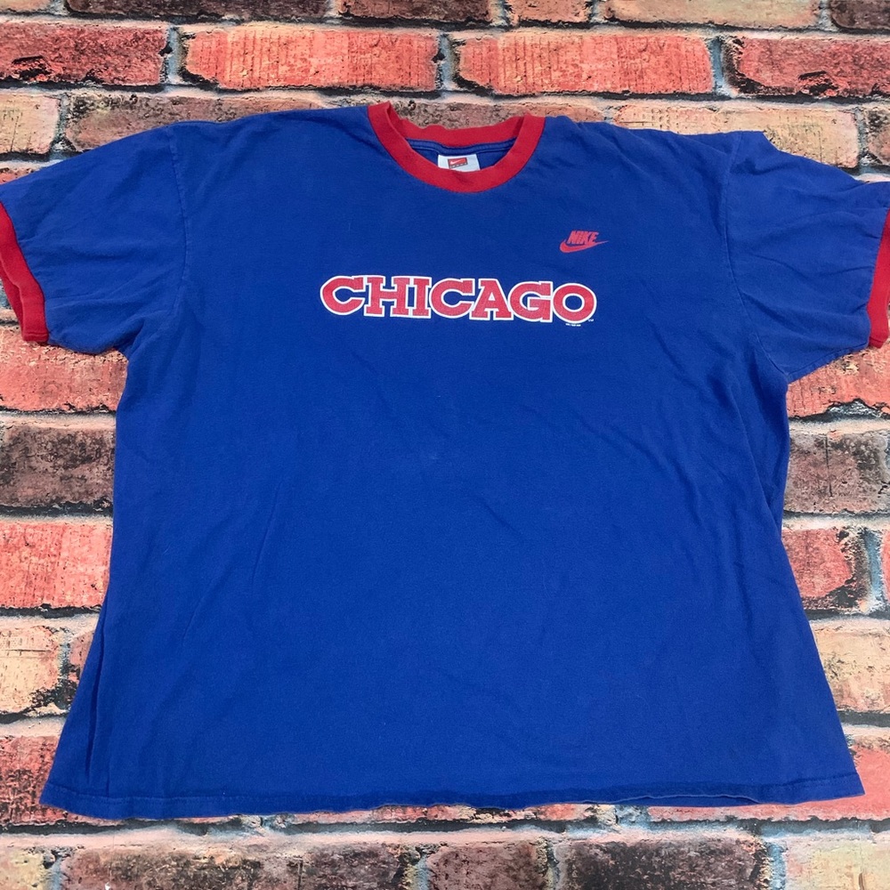 Throwback Nike Chicago Cubs Ringer Shirt Size XXL